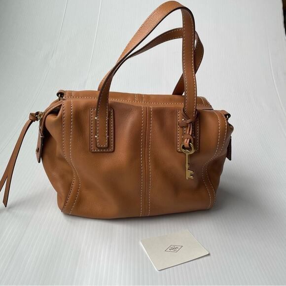 Fossil Emma leather satchel tan purse - Picture 12 of 16